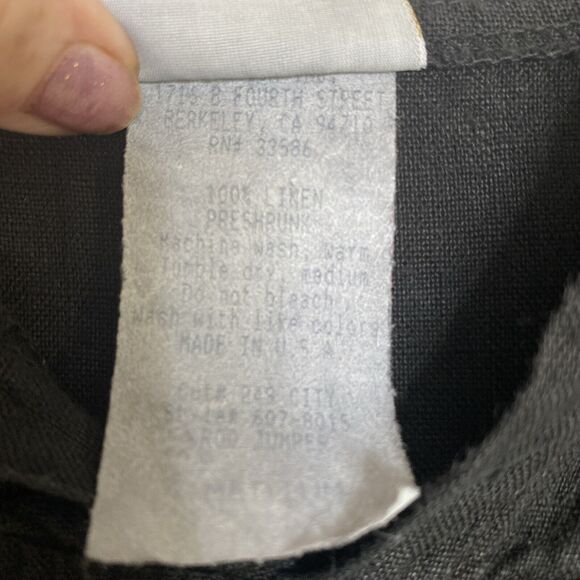 Vintage TomTom Dress Womens Med Maxi Black Linen USA Kangaroo Pocket & Hoodie - Picture 6 of 7